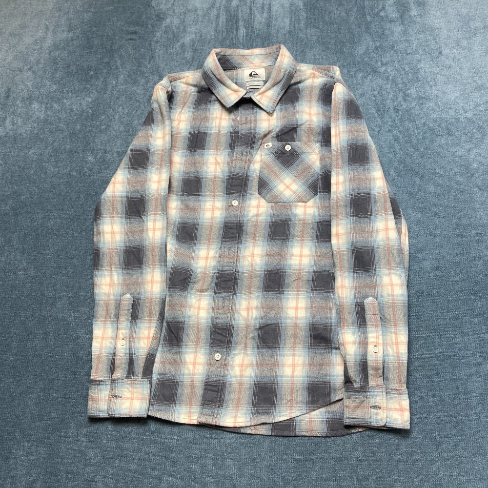 Quiksilver Flannel Shirt Mens S Multicolor Plaid Cotton Regular Fit Button Up